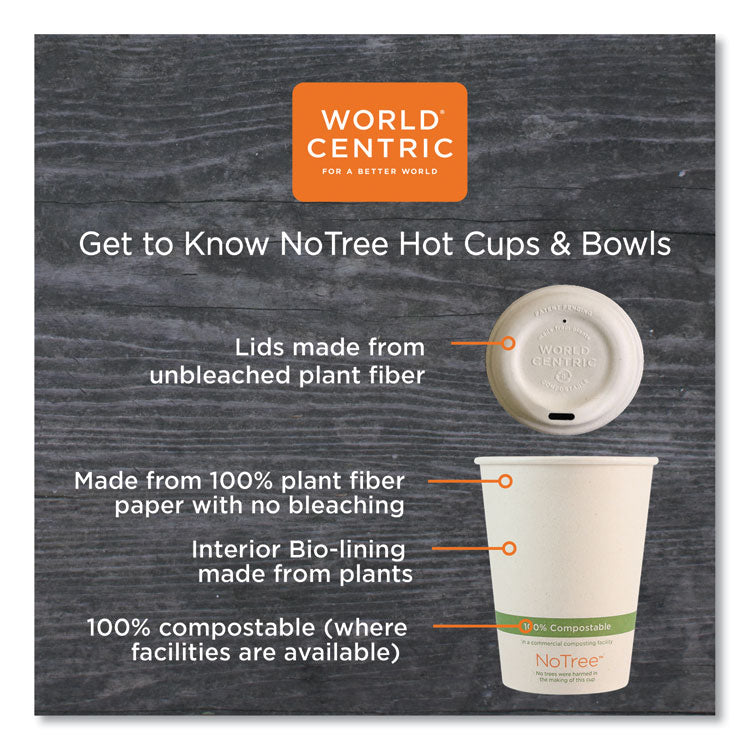 No Tree Paper Bowls, 16 oz, 4.4" Diameter x 3" h, Natural, Sugarcane, 500/Carton