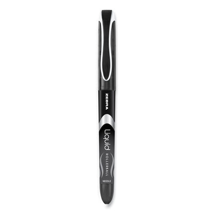 Liquid Ink Rollerball Pen, Stick, Extra-Fine 0.5 mm, Black Ink, Black/Silver Barrel, 12/Pack