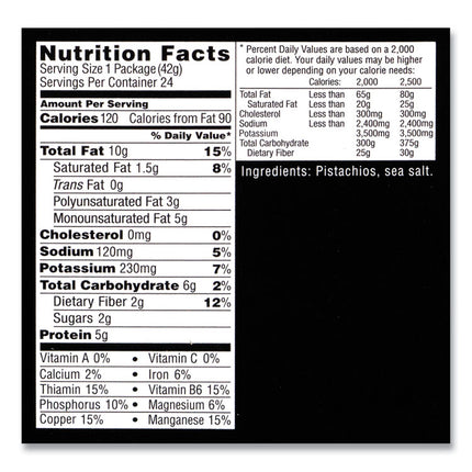 Roasted and Salted Pistachios, 1.5 oz Bag, 24/Pack