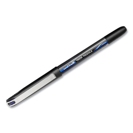 VISION Rollerball Pen, Stick, Extra-Fine 0.5 mm, Blue Ink, Black/Blue/Clear Barrel, 12/Pack