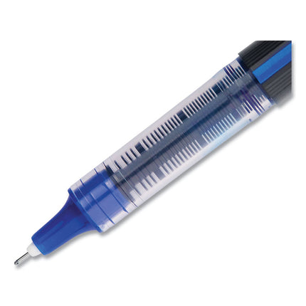 VISION Rollerball Pen, Stick, Extra-Fine 0.5 mm, Blue Ink, Black/Blue/Clear Barrel, 12/Pack