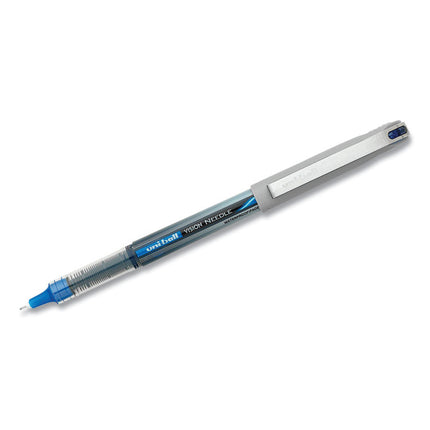 VISION Rollerball Pen, Stick, Extra-Fine 0.5 mm, Blue Ink, Black/Blue/Clear Barrel, 12/Pack