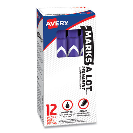 Marks A Lot Large Desk-Style Permanent Marker, Broad Chisel Tip, Purple, Dozen (8884)
