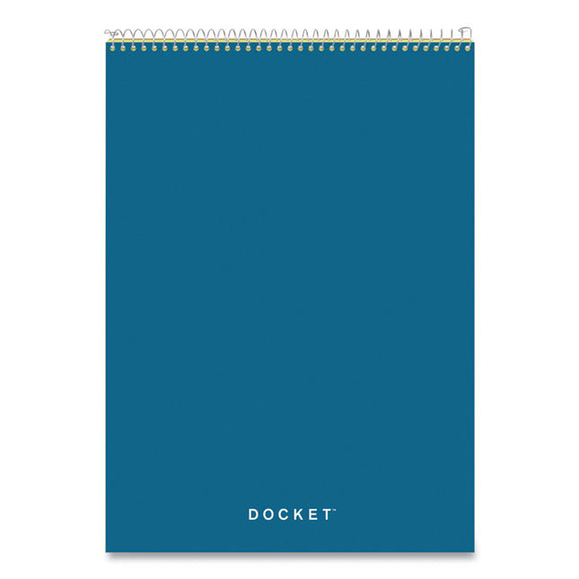 Docket Ruled Wirebound Pad With Cover, Wide/legal Rule, Blue Cover, 70 Canary-Yellow 8.5 X 11.75 Sheets