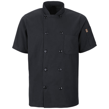Red Kap® Men's Short Sleeve Chef Coat with OilBlok + MIMIX® / 046XBK