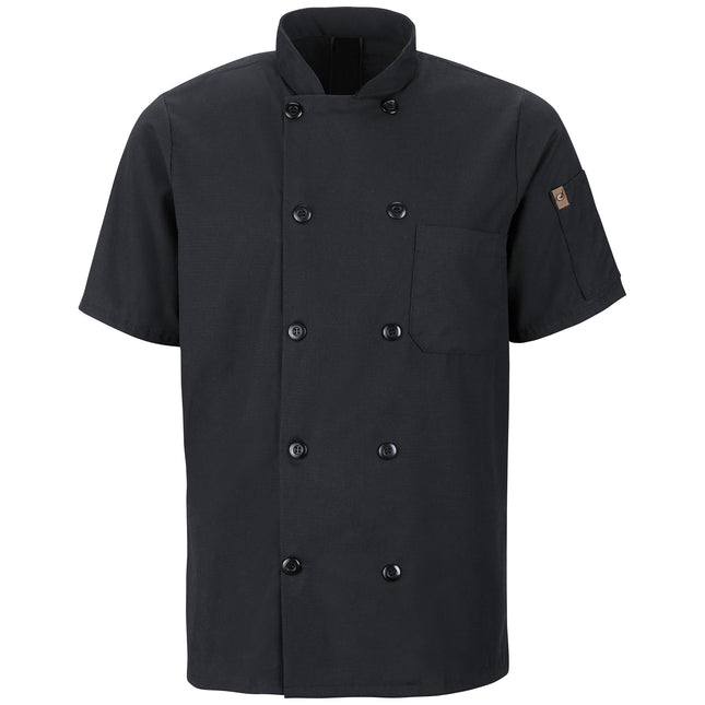 Red Kap® Men's Short Sleeve Chef Coat with OilBlok + MIMIX® / 046XBK