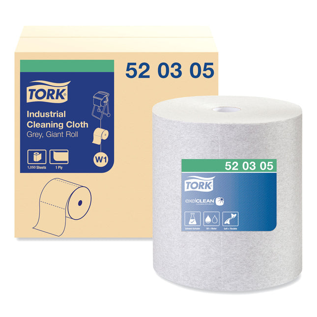 Industrial Cleaning Cloths, 1-Ply, 12.6 X 13.3, Gray, 1,050 Wipes/roll
