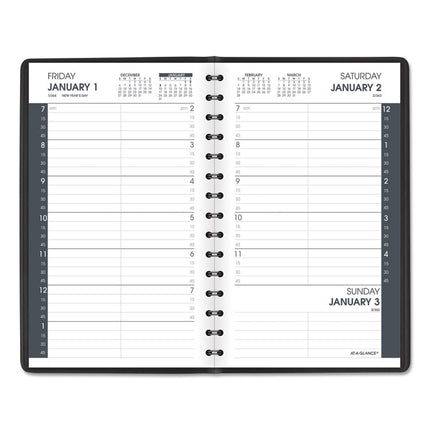 Daily Appointment Book with 15-Minute Appointments, One Day/Page: Mon to Sun, 8 x 5, Black Cover, 12-Month (Jan to Dec): 2025