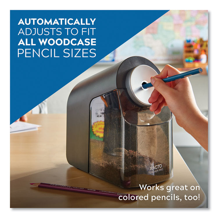 Model 1675 Teacherpro Classroom Electric Pencil Sharpener, Ac-Powered, 4 X 7.5 X 8, Black/silver/smoke