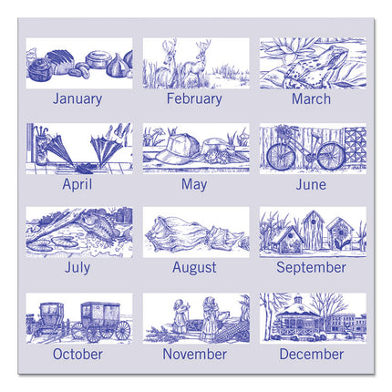 Illustrator's Edition Wall Calendar, Victorian Illustrations Artwork, 12 x 12, White/Blue Sheets, 12-Month (Jan to Dec): 2025