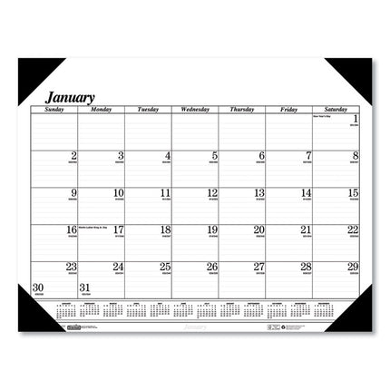 Recycled One-Color Dated Monthly Desk Pad Calendar, 18.5 x 13, White Sheets, Black Binding/Corners,12-Month (Jan-Dec): 2025