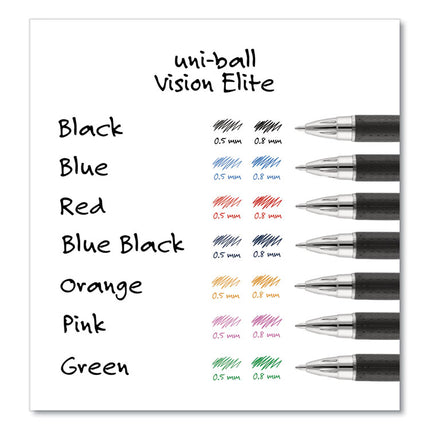 VISION ELITE Hybrid Gel Pen, Stick, Bold 0.8 mm, Assorted Ink and Barrel Colors, 8/Pack