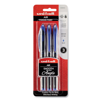 Air Porous Gel Pen, Stick, Medium 0.7 Mm, Blue Ink, Black/blue Barrel, 3/pack