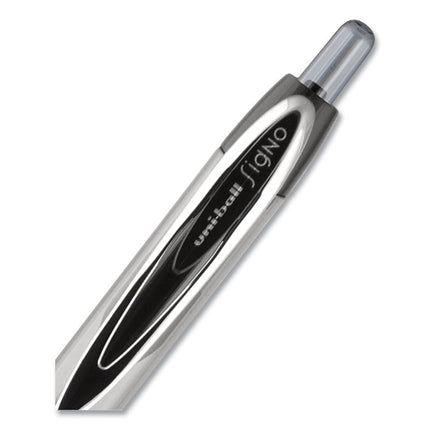 Signo 207 Needle Point Gel Pen, Retractable, Medium 0.7 mm, Black Ink, Smoke/Black Barrel, 4/Pack