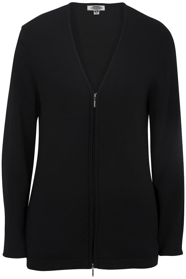 EDWARDS LADIES FULL ZIP V-NECK CARDIGAN SWEATER