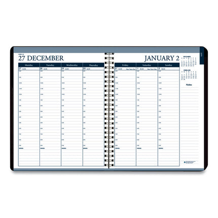 Recycled Wirebound Weekly/Monthly Planner, 11 x 8.5, Black Cover, 12-Month (Jan to Dec): 2025