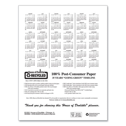 Academic Year Recycled Professional Weekly Planner, 11 x 8.5, Black Wirebound Soft Cover, 12-Month (Aug to July): 2024-2025