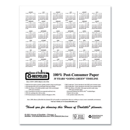 Recycled Professional Weekly Planner, 15-Minute Appts, 11 x 8.5, Black Wirebound Soft Cover, 12-Month (Jan to Dec): 2025