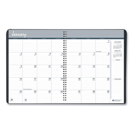 Monthly Hard Cover Two-Year Planner, 11 x 8.5, Black Cover, 24-Month: Jan 2025 to Dec 2026