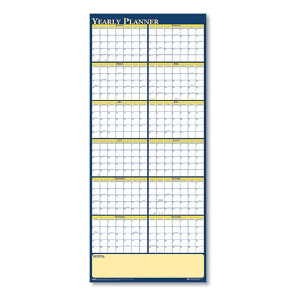 Recycled Reversible Yearly Wall Planner, 60 x 26, White/Blue/Yellow Sheets, 12-Month (Jan to Dec): 2025