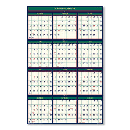 Four Seasons Business/Academic Recycled Wall Calendar, 24 x 37, 12-Month (July-June): 2024-2025, 12-Month (Jan to Dec): 2025