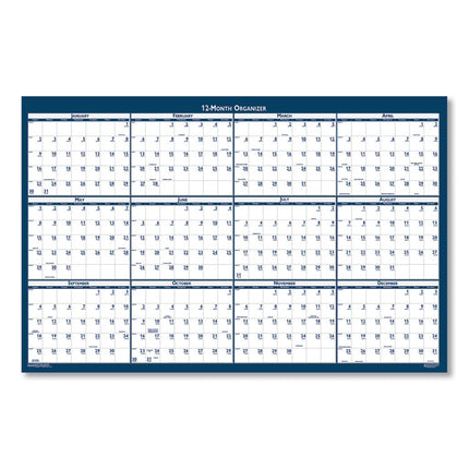 Recycled Poster Style Reversible/Erasable Yearly Wall Calendar, 18 x 24, White/Blue/Gray Sheets, 12-Month (Jan to Dec): 2025