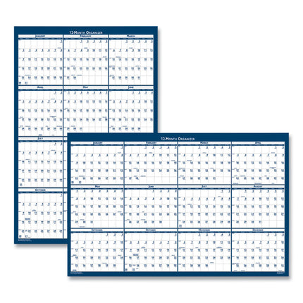 Recycled Yearly Reversible Wall Calendar Non-Laminated, 24 x 37, White/Blue Sheets, 12-Month (Jan to Dec): 2025