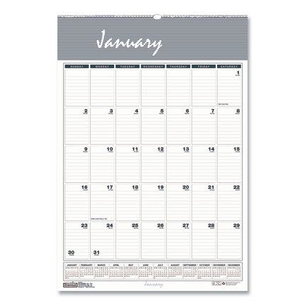 Bar Harbor Recycled Wirebound Monthly Wall Calendar, 8.5 x 11, White/Blue/Gray Sheets, 12-Month (Jan-Dec): 2025