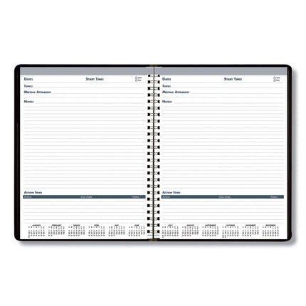 Recycled Meeting Note Planner, 11 x 8.5, Black Cover, 12-Month (Jan to Dec): 2025