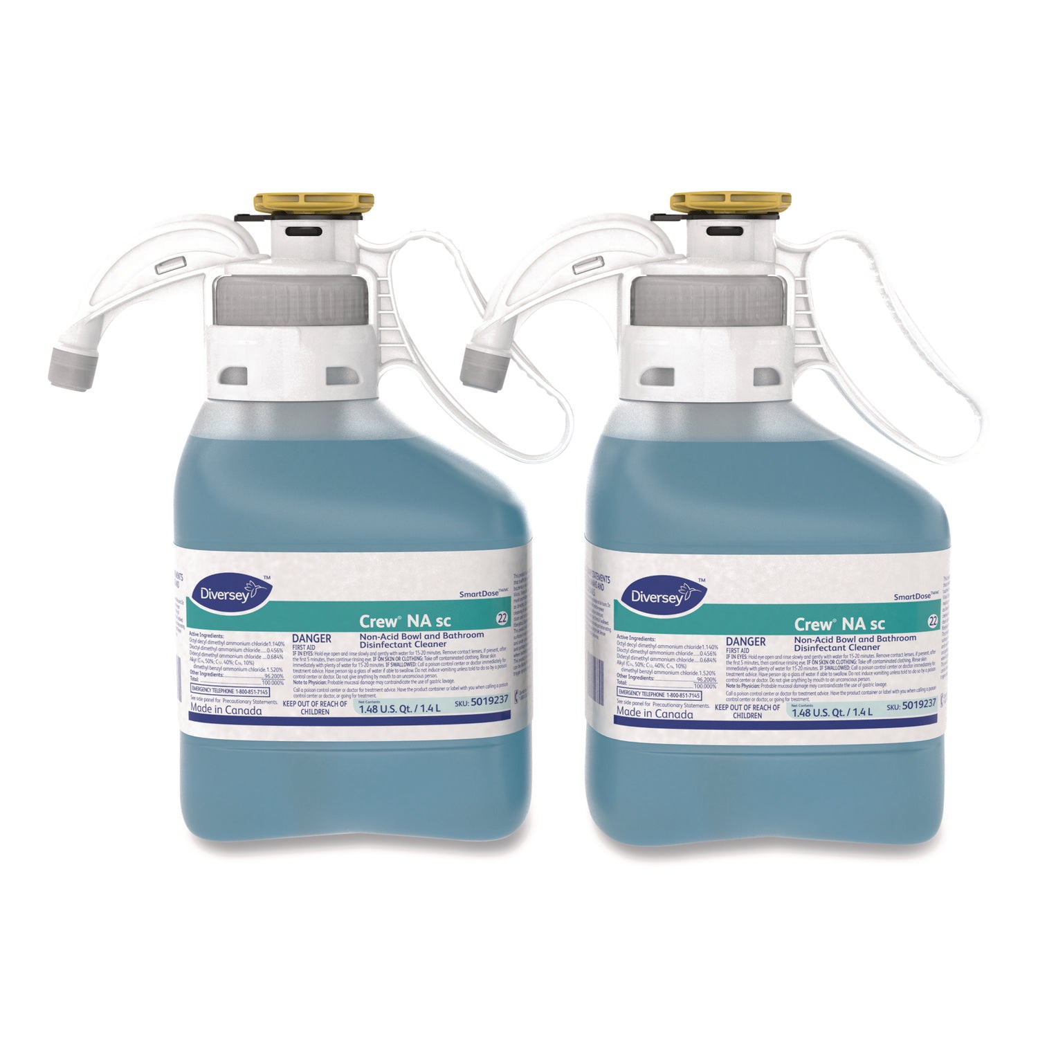 Crew Non-Acid Bowl And Bathroom Disinfectant Cleaner, Floral, 47.3 Oz, 2/carton