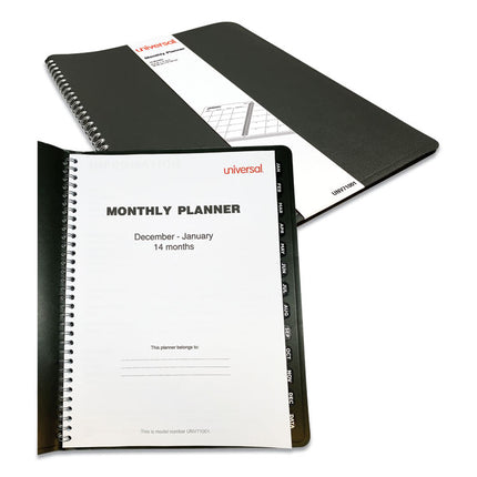 Monthly Planner, 11 x 8, Black Cover, 14-Month: Dec 2024 to Jan 2026