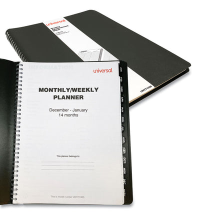 Weekly Planner, 11 x 8, Black Cover, 14-Month: Dec 2024 to Jan 2026