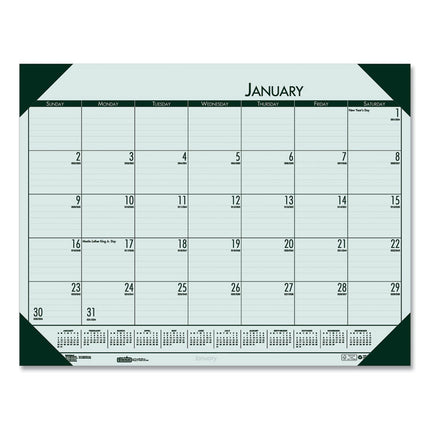 EcoTones Recycled Monthly Desk Pad Calendar, 22 x 17, Green-Tint/Woodland Green Sheets/Corners, 12-Month (Jan to Dec): 2025