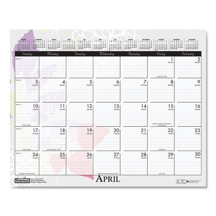 Recycled Wild Flower Wall Calendar, Wild Flowers Artwork, 15 x 12, White/Multicolor Sheets, 12-Month (Jan to Dec): 2025
