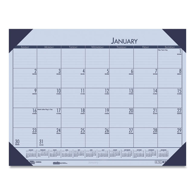 EcoTones Recycled Monthly Desk Pad Calendar, 22 x 17, Sunset Orchid Sheets, Cordovan Corners, 12-Month (Jan to Dec): 2025