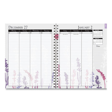 Recycled Wild Flower Weekly/Monthly Planner, Wild Flowers Artwork, 9 x 7, Gray/White/Purple Cover, 12-Month (Jan-Dec): 2025