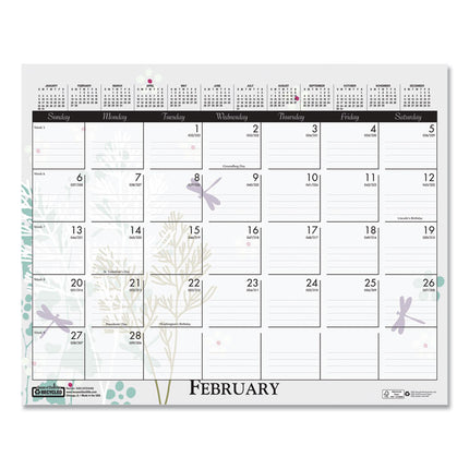 Recycled Wild Flower Wall Calendar, Wild Flowers Artwork, 15 x 12, White/Multicolor Sheets, 12-Month (Jan to Dec): 2025