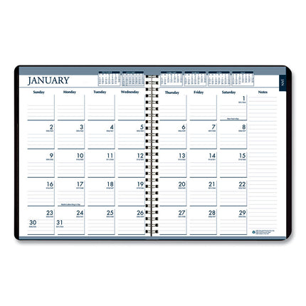 Recycled Monthly Weekly 7 Day Planner, 8.75 x 6.88, Black Cover, 12-Month (Jan to Dec): 2025
