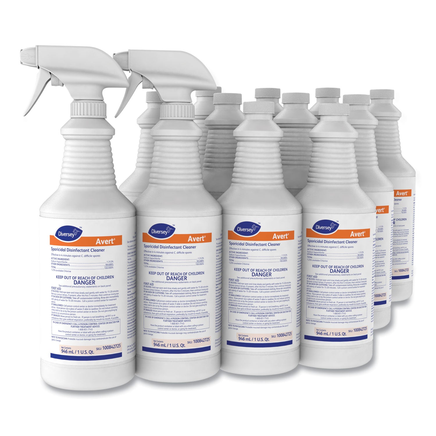 Avert Sporicidal Disinfectant Cleaner, 32 Oz Spray Bottle, 12/carton