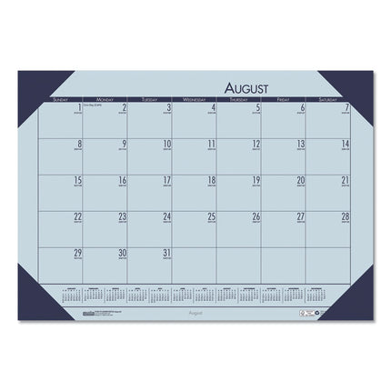 EcoTones Recycled Academic Desk Pad Calendar, 18.5 x 13, Orchid Sheets, Cordovan Corners, 12-Month (Aug to July): 2024-2025