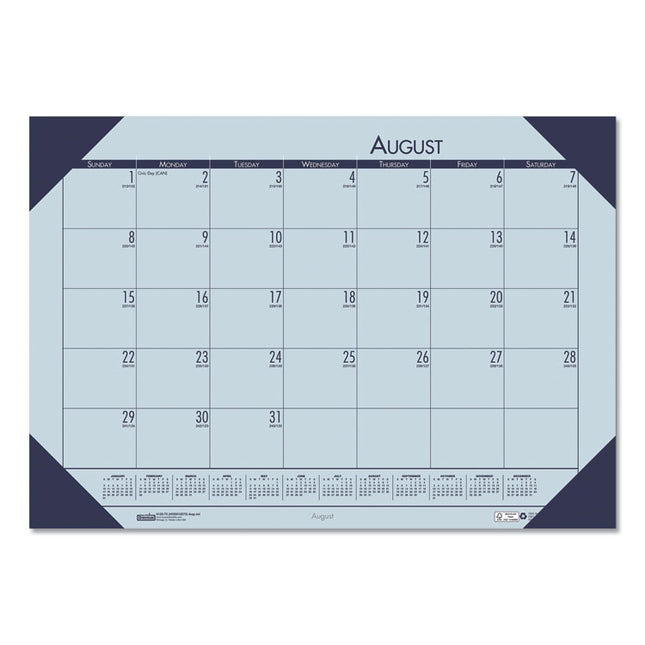EcoTones Recycled Academic Desk Pad Calendar, 18.5 x 13, Orchid Sheets, Cordovan Corners, 12-Month (Aug to July): 2024-2025