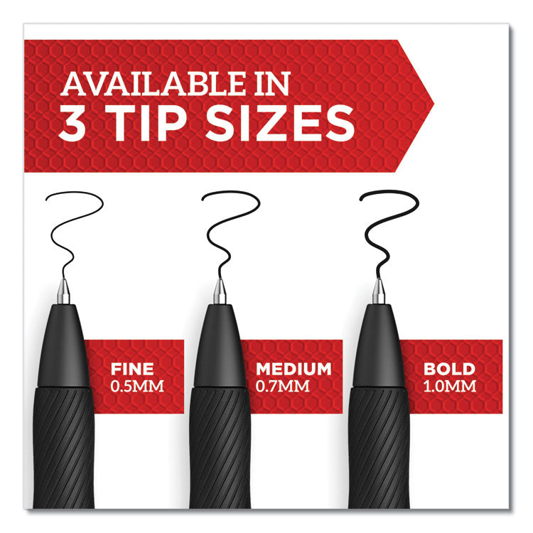 S-Gel High-Performance Gel Pen, Retractable, Medium 0.7 Mm, Black Ink, Black Barrel, Dozen