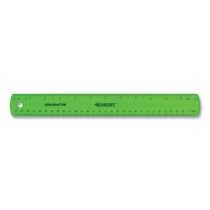 Non-Shatter Flexible Ruler, Standard/metric, 12" (30 Cm) Long, Plastic, Assorted Translucent Colors, 12/box