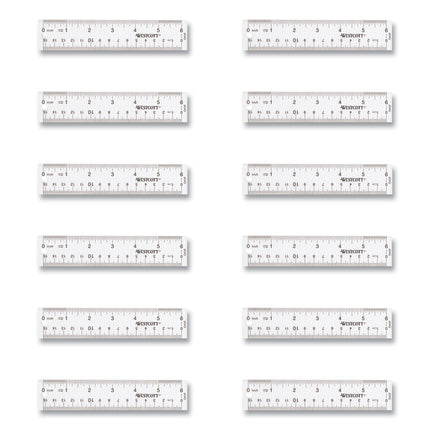 Clear Flexible Acrylic Ruler, Standard/metric, 6" (15 Cm) Long, Clear, 12/box
