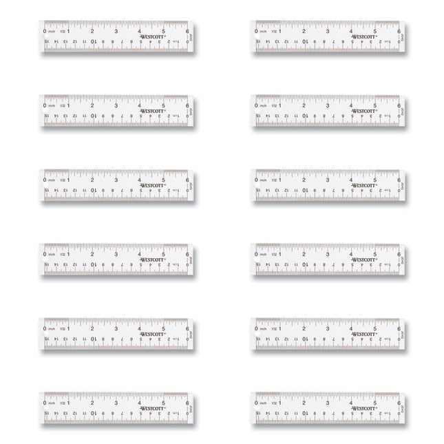 Clear Flexible Acrylic Ruler, Standard/metric, 6" (15 Cm) Long, Clear, 12/box