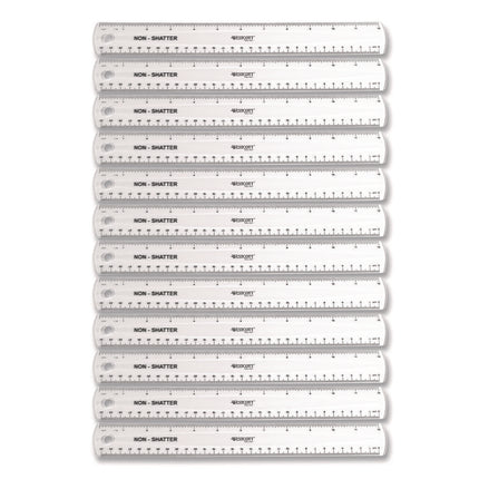 Non-Shatter Flexible Ruler, Standard/metric, 12" (30 Cm) Long, Plastic, Clear, 12/box