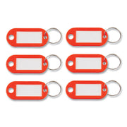 Key Tags Label Window, 0.88 X 0.19 X 2, Red, 6/pack