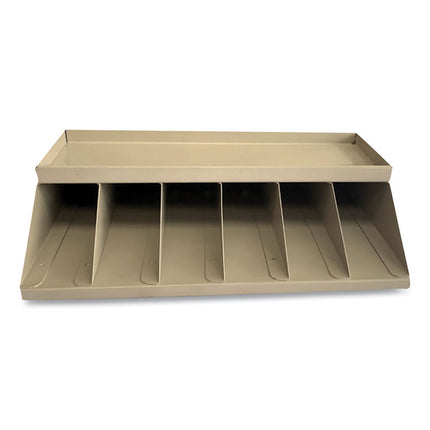Coin Wrapper And Bill Strap Single-Tier Rack, 6 Compartments, 10 X 8.5 X 3, Steel, Pebble Beige