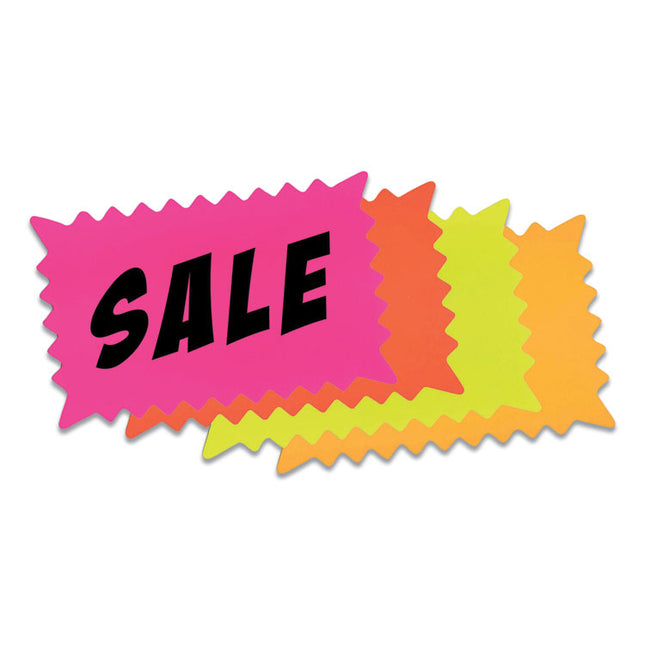 Write-On "Do It Yourself" Sign, Rectangular Burst, Die-Cut Paper, 10.13 x 6.38, Assorted Fluorescent Colors, 36/Pack