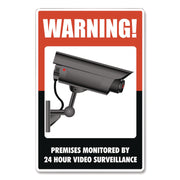 Uv-Coated Preprinted Molded-Plastic Sign, 24-Hour Video Surveillance, 8 X 12, Black/red/white